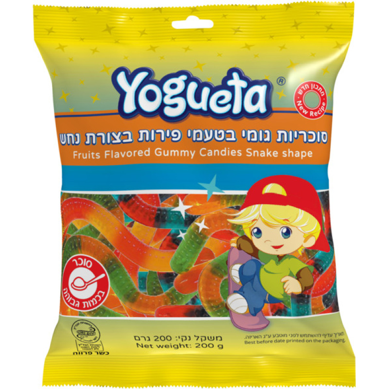 Yogueta Gummy Candies, Sour, Fruit Flavour Snake-Shaped 200g